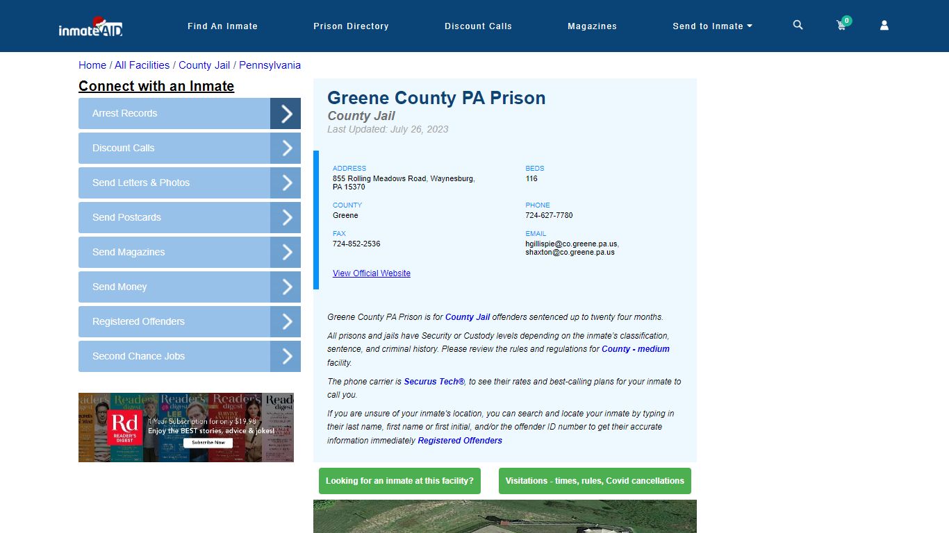 Greene County PA Prison - Inmate Locator - Waynesburg, PA